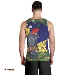 Australia Gang-gang Cockatoo Christmas Men Tank Top Callocephalon Fimbriatum Golden Wattle Blue LT14