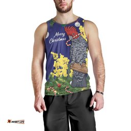 Australia Gang-gang Cockatoo Christmas Men Tank Top Callocephalon Fimbriatum Golden Wattle Blue LT14