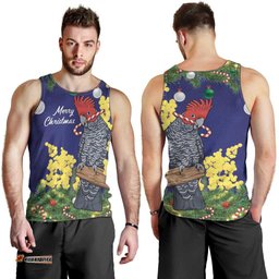 Australia Gang-gang Cockatoo Christmas Men Tank Top Callocephalon Fimbriatum Golden Wattle Blue LT14