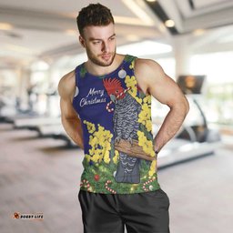 Australia Gang-gang Cockatoo Christmas Men Tank Top Callocephalon Fimbriatum Golden Wattle Blue LT14