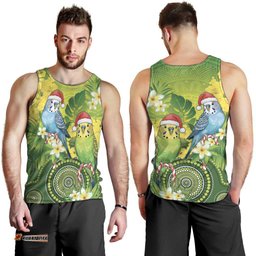 Budgerigar Australia Christmas Men Tank Top Budgies Golden Wattle Aboriginal Green LT14
