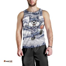 Custom Geelong Navy Men Tank Top Playful Cat Kicking Ball DT05