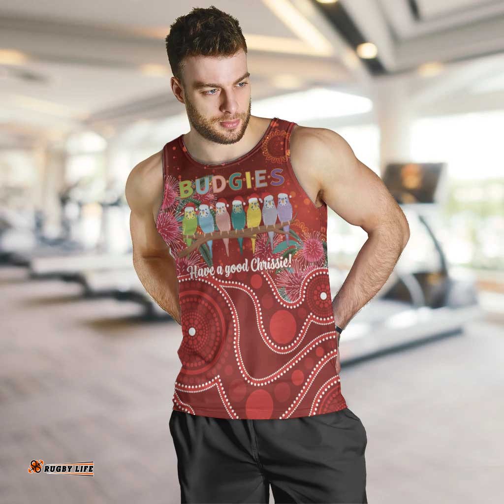 Australia Budgerigar Christmas Personalised Men Tank Top Budgies Hakea Have A Good Chrissie LT14