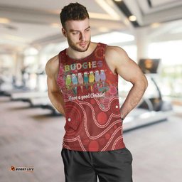 Australia Budgerigar Christmas Personalised Men Tank Top Budgies Hakea Have A Good Chrissie LT14