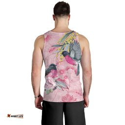 Birds and Floral Aussie Pink Robins Men Tank Top Rosy Glow LT7