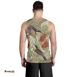 Australia Eastern Spinebill Men Tank Top Aussie Honeyeater Bottlebrush Indigenous Art LT14