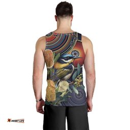 Aussie Honeyeaters Banksia Flowers Men Tank Top Aboriginal Dots Painting LT9
