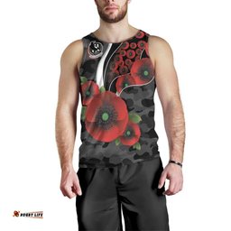 Collingwood Magpies ANZAC Personalised Men Tank Top Lest We Forget Poppy Camo LT9