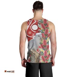 Blue Galah Mutation Christmas Australia Men Tank Top Falalalala Galalah Bottlebrush Red Aboriginal Art LT14