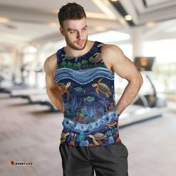 Australian Landscapes Men Tank Top Aboriginal Dreamtime Story LT9