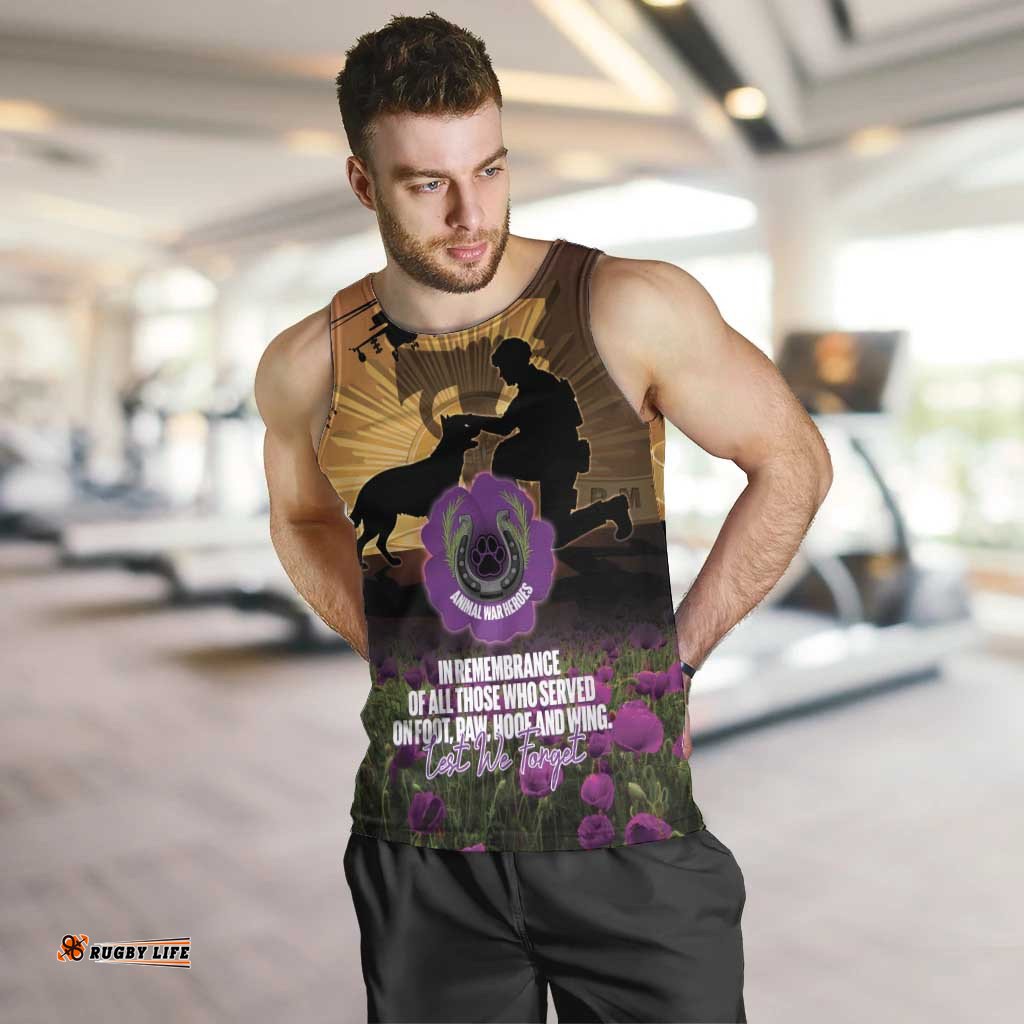 Animal War Heroes Australia ANZAC Day Men Tank Top We Will Always Remember Them LT14
