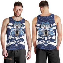 AFL Cats Football Personalised Men Tank Top Final Geelong Premiers Trophy Aboriginal LT14