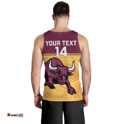 Custom Australia Queensland Cricket Men Tank Top Go Bulls - Aboriginal Art LT14