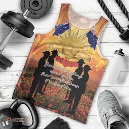 ANZAC Day Men Tank Top Remembrance Tribute Soldiers And Poppy Field LT05