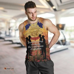 ANZAC Day Men Tank Top Remembrance Tribute Soldiers And Poppy Field LT05