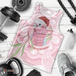 Funny Pink Galah Australia Christmas Men Tank Top Eucalyptus Blossoms Aboriginal Art LT14