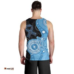 Australia Autism Awareness Month Men Tank Top Indigenous Lizard With Blue Ribbon LT14