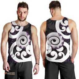Aotearoa Koru Men Tank Top Purple Maori Paua Shell Mix Silver Fern LT14