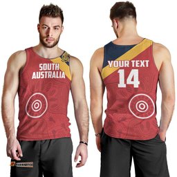 Custom South Australia Cricket Men Tank Top Go Champions - Aboriginal Art LT14