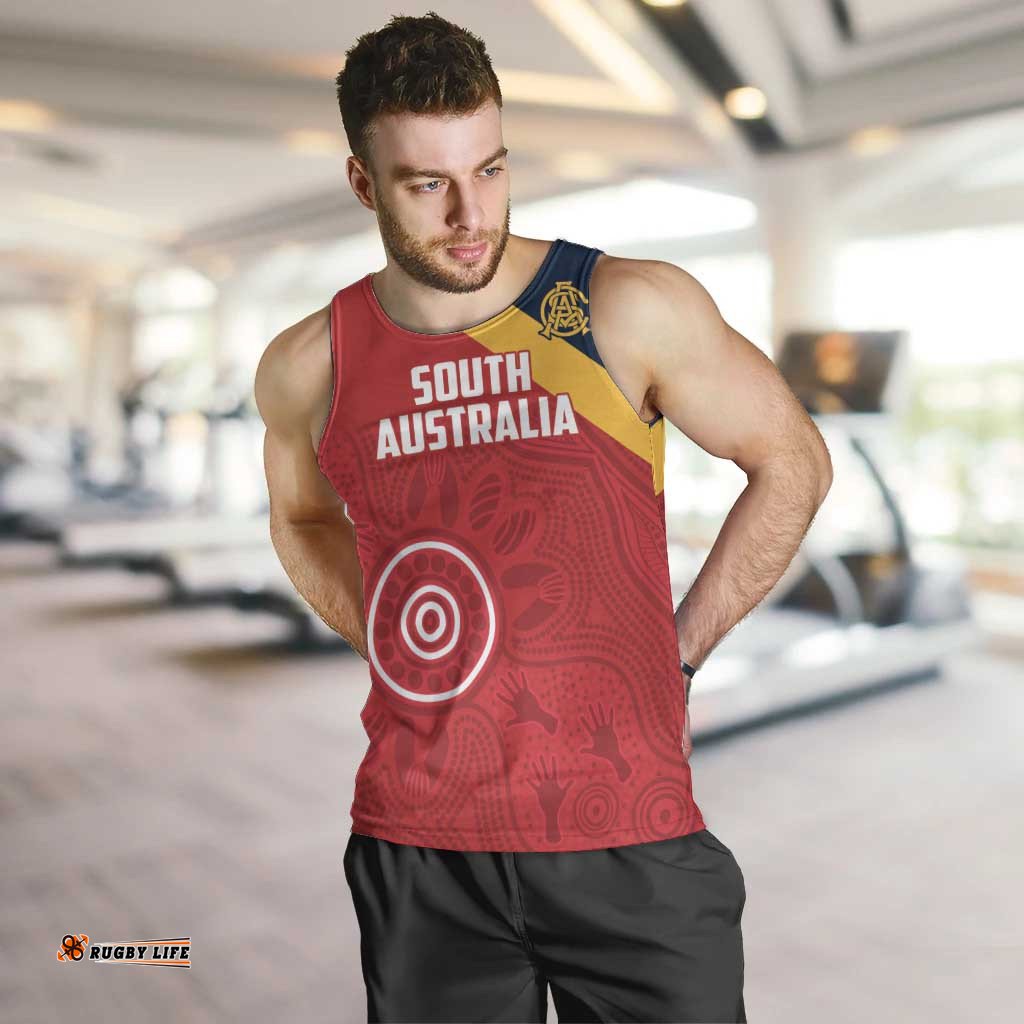 Custom South Australia Cricket Men Tank Top Go Champions - Aboriginal Art LT14