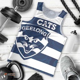 AFL Cats Football Custom Men Tank Top Geelong Proud Indigenous Art LT14
