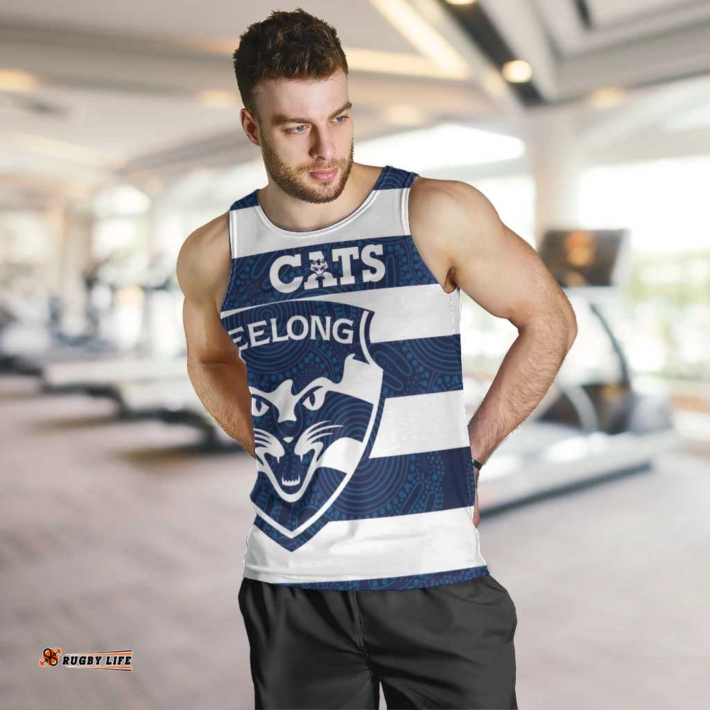 AFL Cats Football Custom Men Tank Top Geelong Proud Indigenous Art LT14