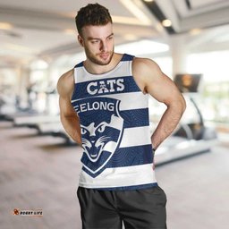 AFL Cats Football Custom Men Tank Top Geelong Proud Indigenous Art LT14