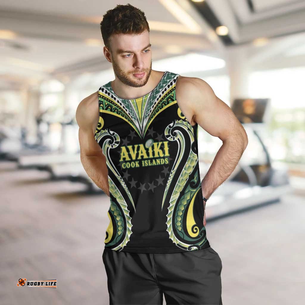 Custom Rugby Cook Islands Avaiki Men Tank Top Black Kuki Airani Tribal Maori Inspired LT9