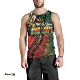 Aotearoa One Love Men Tank Top Reggae Lion with Kakahu Huruhuru LT03