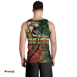 Aotearoa One Love Men Tank Top Reggae Lion with Kakahu Huruhuru LT03