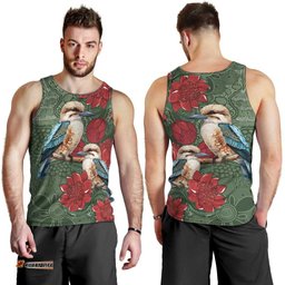 Kokaburra and Waratah Men Tank Top Aboriginal Art LT9