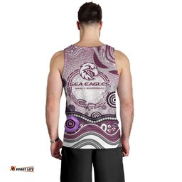 Manly Warringah Sea Eagles Rugby Men Tank Top Australian Aboriginal Dot Painting Style TS04