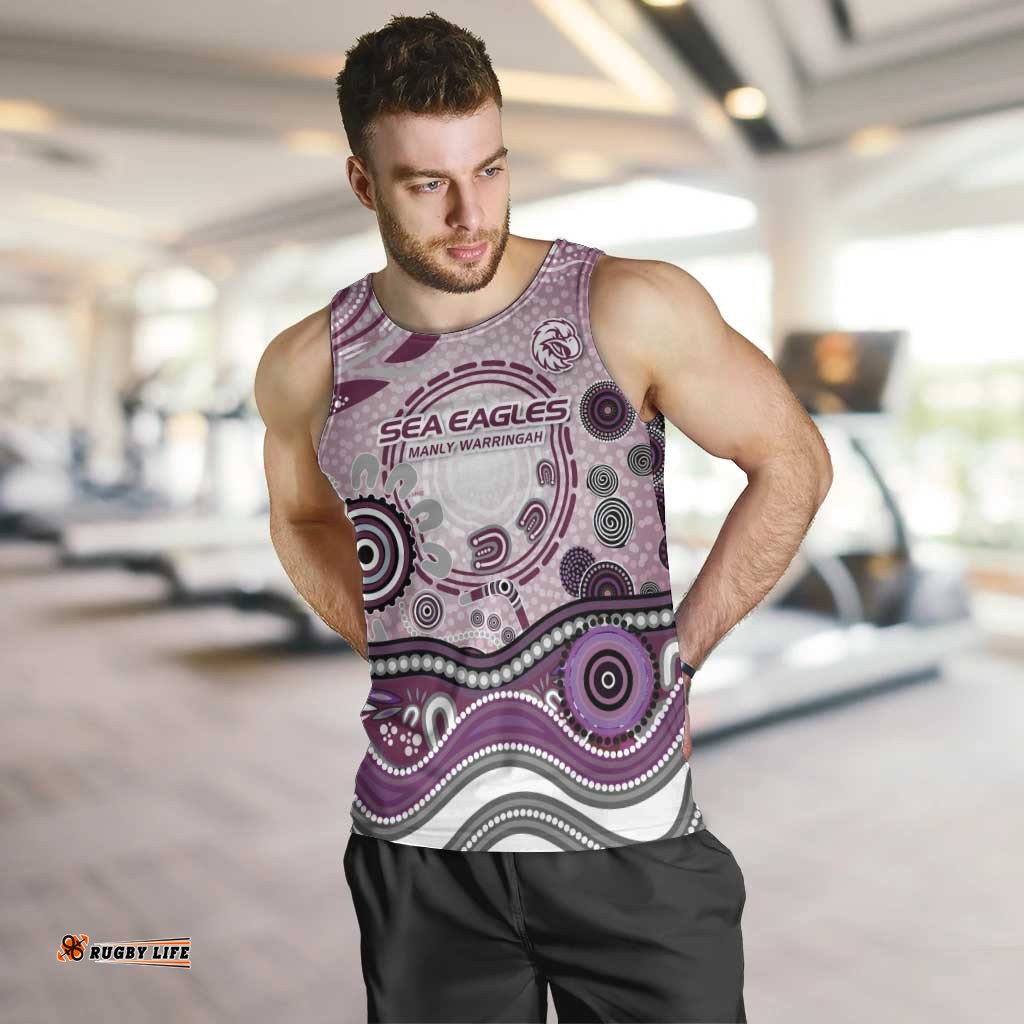 Manly Warringah Sea Eagles Rugby Men Tank Top Australian Aboriginal Dot Painting Style TS04