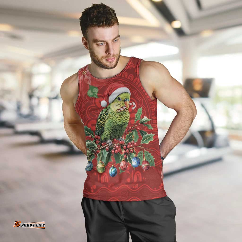 Aussie Green Budgerigar Men Tank Top Aboriginal Inspired Christmas LT9