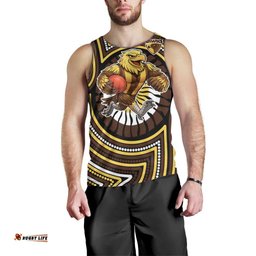 Hawthorn Hawks Men Tank Top Indigenous Monochrome Dot Art Mascot Style TS04