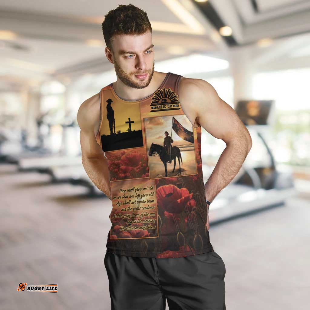 ANZAC Day Film Reel Lest We Forget Men Tank Top Australia NZ Memorial LT9