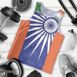 India Cricket Custom Men Tank Top Ashoka Chakra with Flag Style LT9