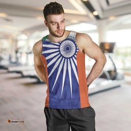 India Cricket Custom Men Tank Top Ashoka Chakra with Flag Style LT9