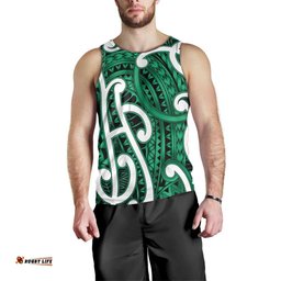 Aotearoa Maori Kowhaiwhai Men Tank Top Kakariki Puhoro and Patiki LT9