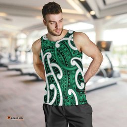 Aotearoa Maori Kowhaiwhai Men Tank Top Kakariki Puhoro and Patiki LT9