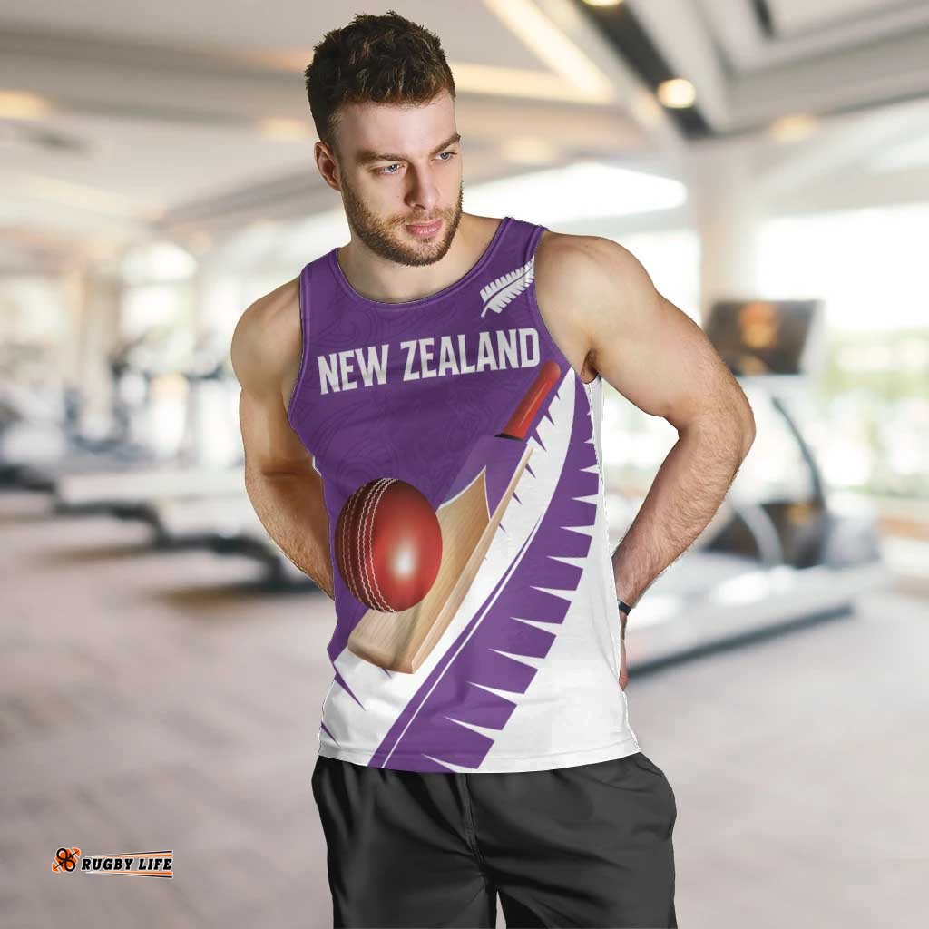 Custom New Zealand Cricket Men Tank Top Kiwi Birds Haka Dance Purple Fern Sporty Style LT03