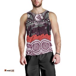ANZAC Day Manly Warringah Sea Eagles Men Tank Top Military Memorial Aboriginal Indigenous Art TS04