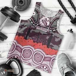 ANZAC Day Manly Warringah Sea Eagles Men Tank Top Military Memorial Aboriginal Indigenous Art TS04