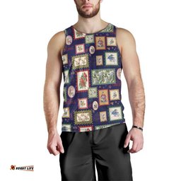 Aussie Birds Christmas La La Land Men Tank Top Navy Blue Vintage Stamp Edition LT9