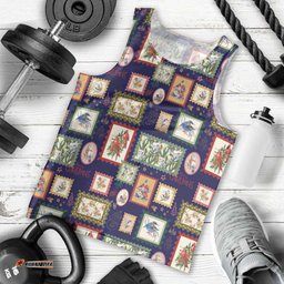 Aussie Birds Christmas La La Land Men Tank Top Navy Blue Vintage Stamp Edition LT9