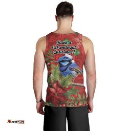 Aussie Superb Fairywren Bird Men Tank Top Aboriginal Inspired Christmas LT9