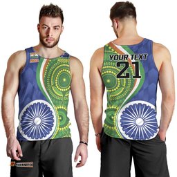India Vs Australian Cricket Custom Men Tank Top Ashoka Chakra and Aboriginal Together LT9