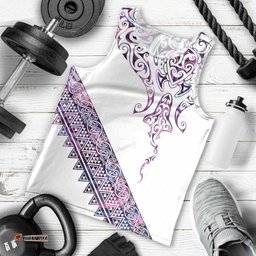 Mawhero Paua shell Kowhaiwhai Taniko Personalised Men Tank Top Manta Ray Shark-Turtle Maori Tribal Style LT9