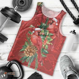 Aussie Red Cardinal Men Tank Top Aboriginal Inspired Christmas LT9