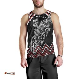 New Zealand Christmas Taniko Poutama Men Tank Top Mountainscape Maori Fern LT7